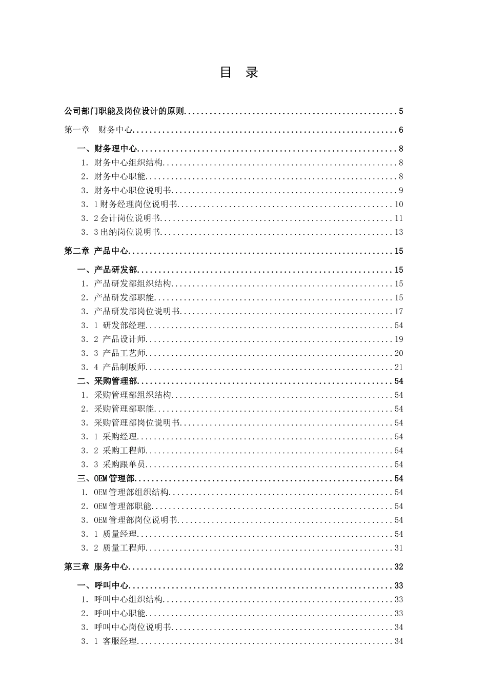 公司组织结构、部门职能及岗位说明书_第2页