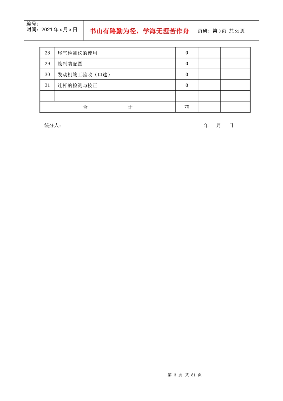 汽车修理工评分记录表范本_第3页