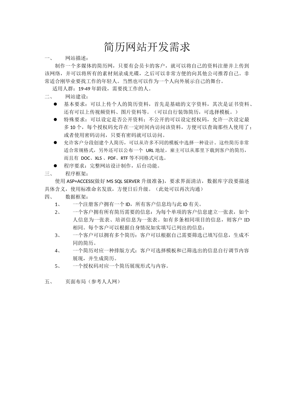 简历网站开发需求_第1页