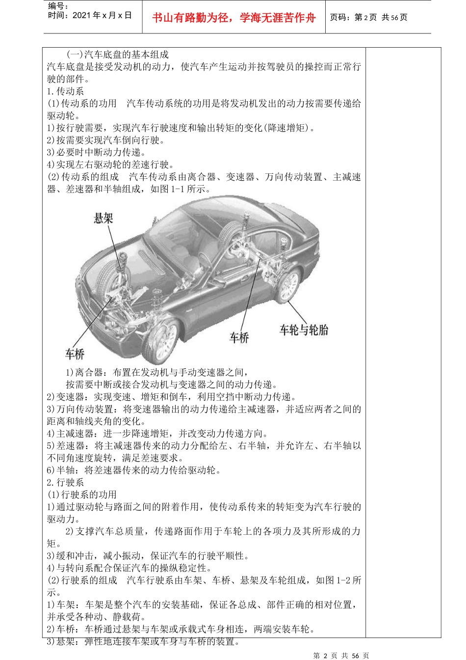 汽车底盘实训课教案_第2页