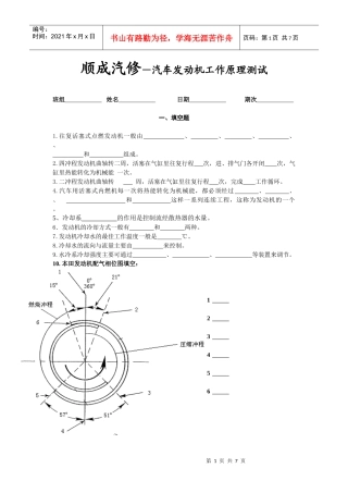 汽车发动机工作原理测试