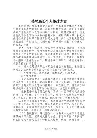 某局局长个人整改实施方案 