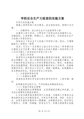 学校安全生产大检查的方案 