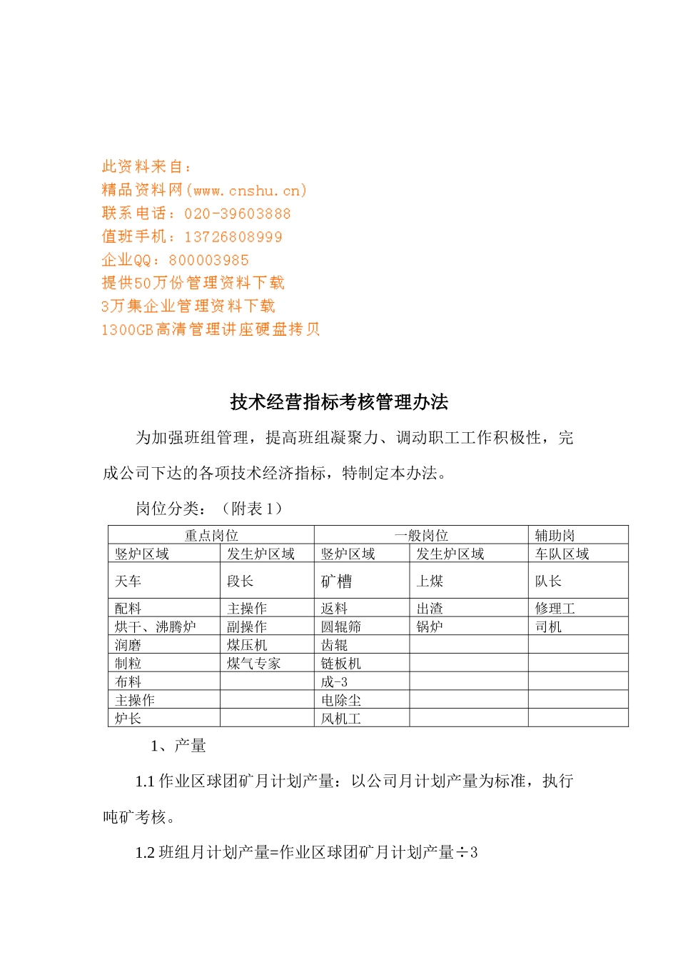 技术经营指标考核管理方法_第1页