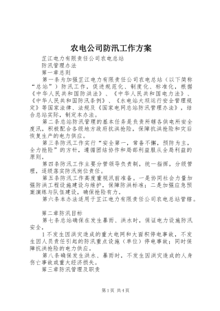 农电公司防汛工作实施方案 