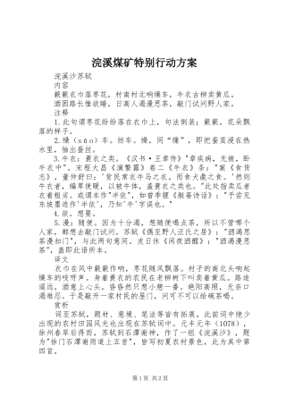 浣溪煤矿特别行动实施方案 