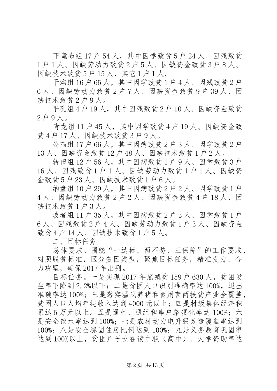 洒雨镇下龙村脱贫攻坚秋季攻势推进工作实施方案[大全五篇] _第2页