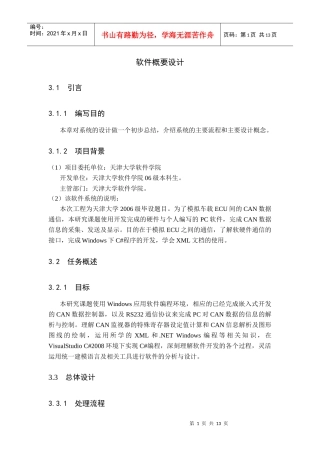 汽车CAN总线监视器windows应用软件研发概要设计