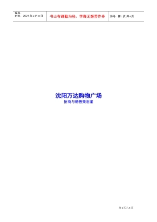 沈阳万达购物广场招商策划案(DOC7页)
