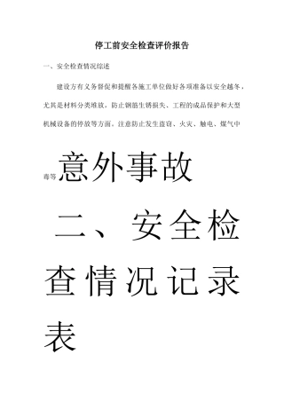 停工前安全检查报告