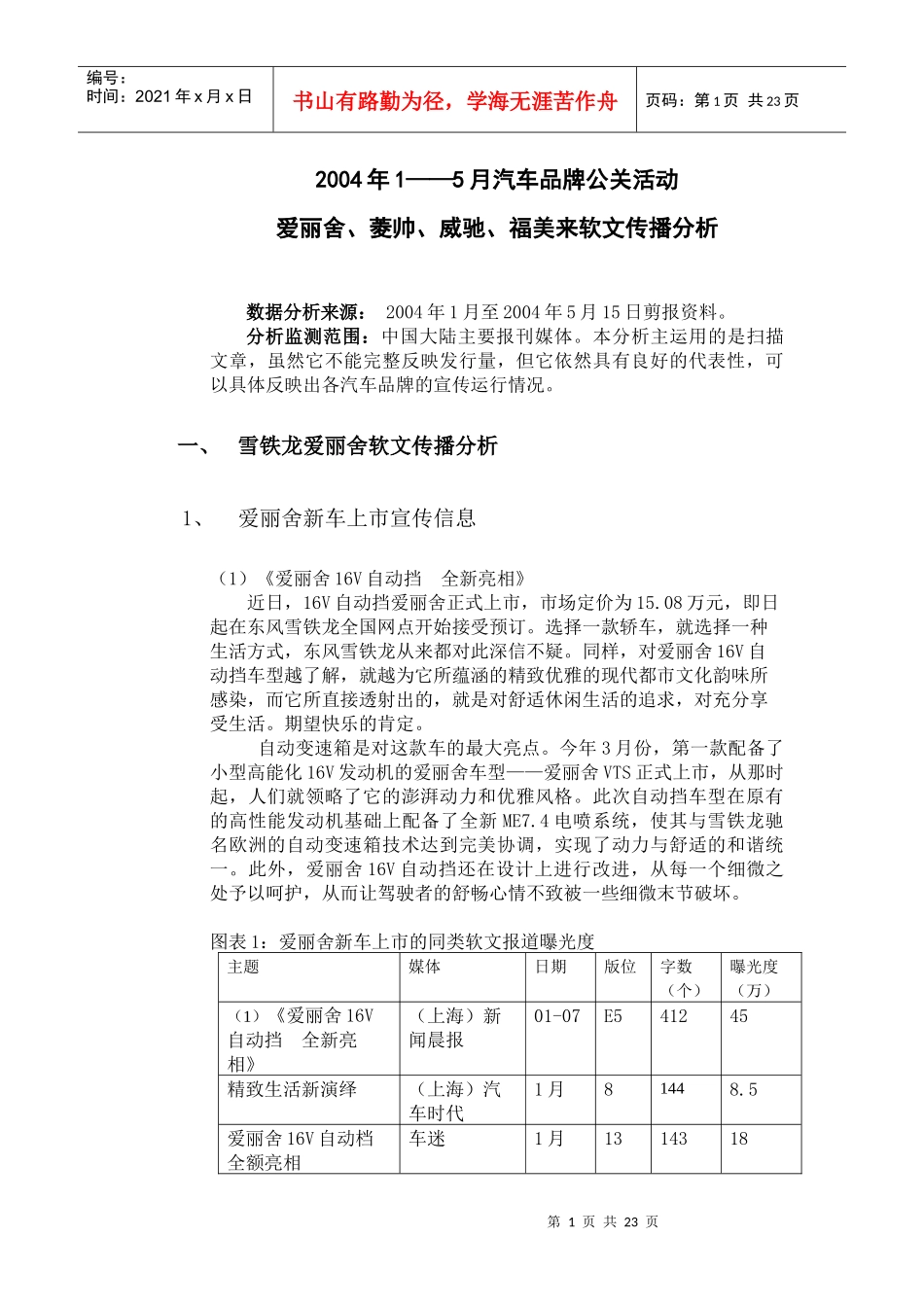 汽车品牌公关活动传播方案概述_第1页