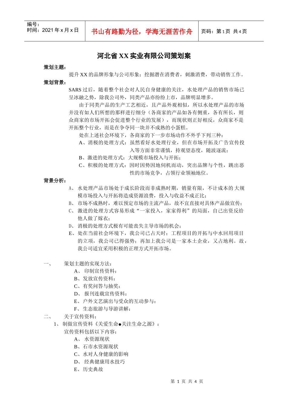 河北省xx实业有限公司策划案_第1页