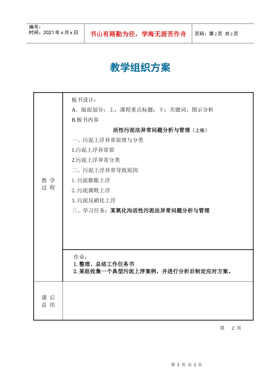 活性污泥法异常问题分析与管理教学组织方案_第2页