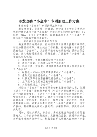 市发改委“小金库”专项治理工作实施方案 