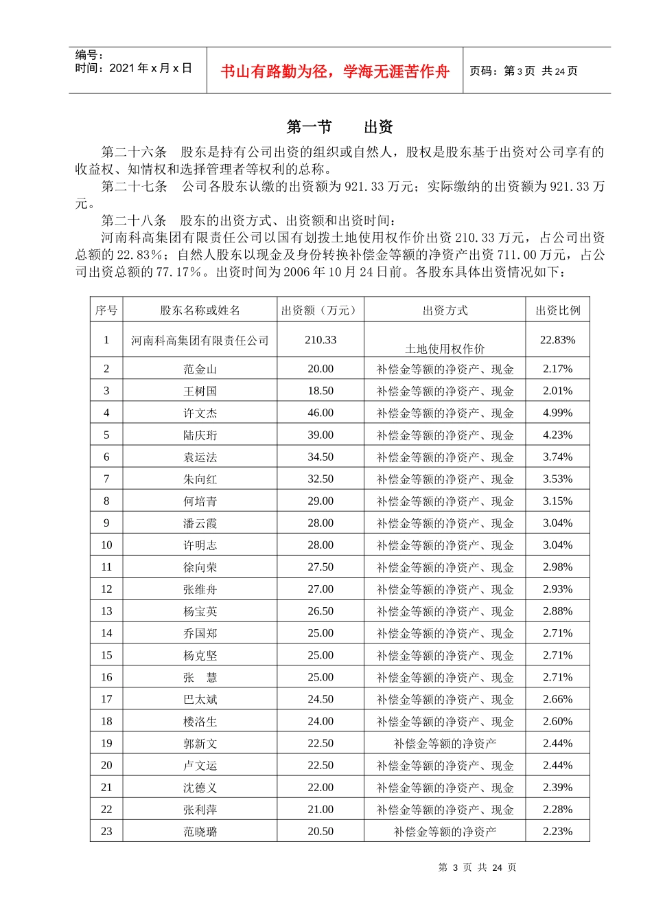 河南某公司管理章程_第3页