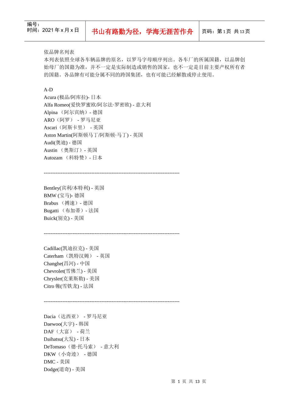汽车企业名称_第1页