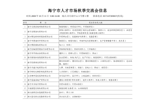 海宁市人才市场秋季交流会信息-海宁市人才市场交流会信息
