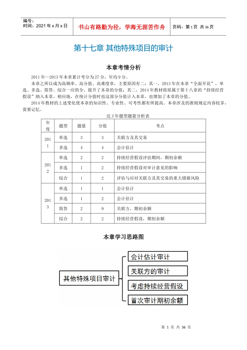 注册会计师《审计》第十七章其他特殊项目的审计_第1页