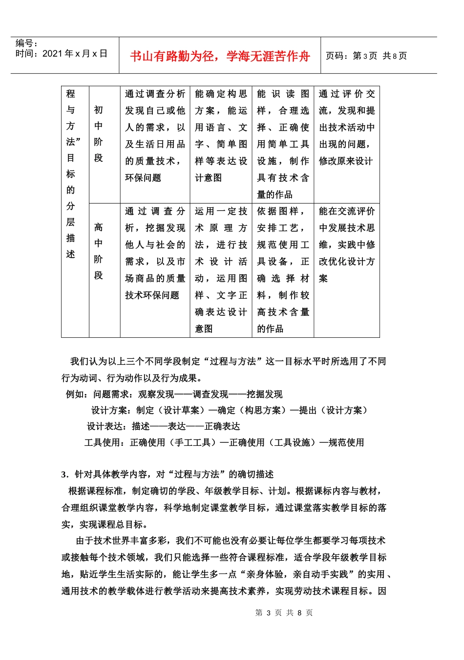 浅谈劳技课过程与方法教学目标的描述与落实_第3页