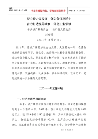 洪广镇XXXX年政府工作总结