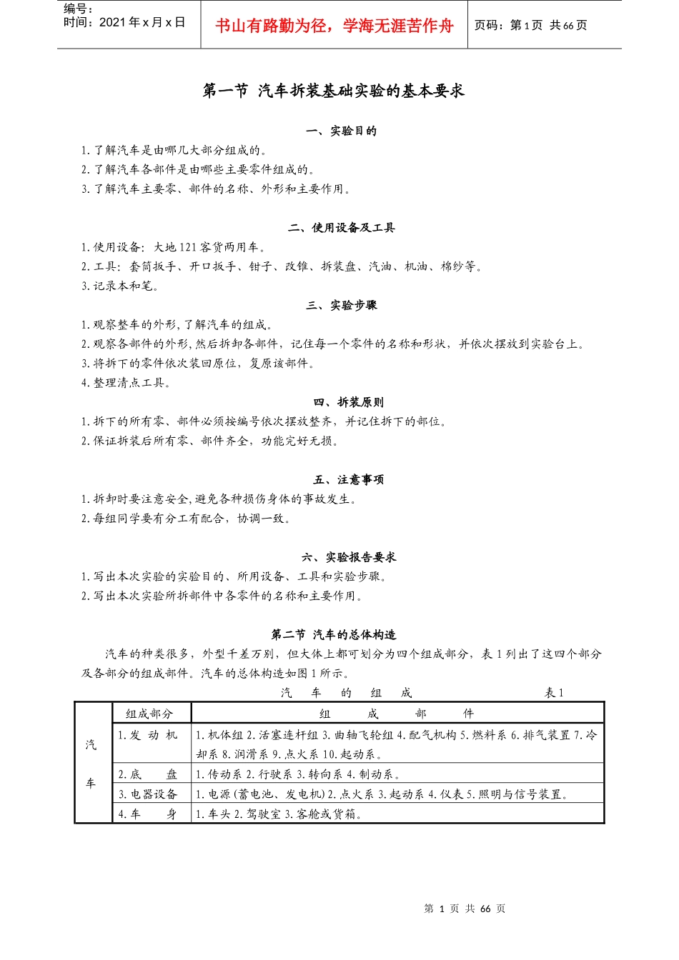 汽车拆装基础实验的基本要求_第2页