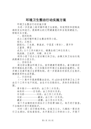 环境卫生整洁行动方案 