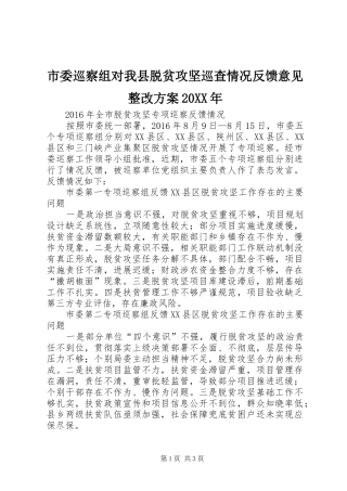 市委巡察组对我县脱贫攻坚巡查情况反馈意见整改实施方案20XX年 (4)