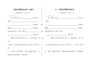行政处罚事先告知书(存根)