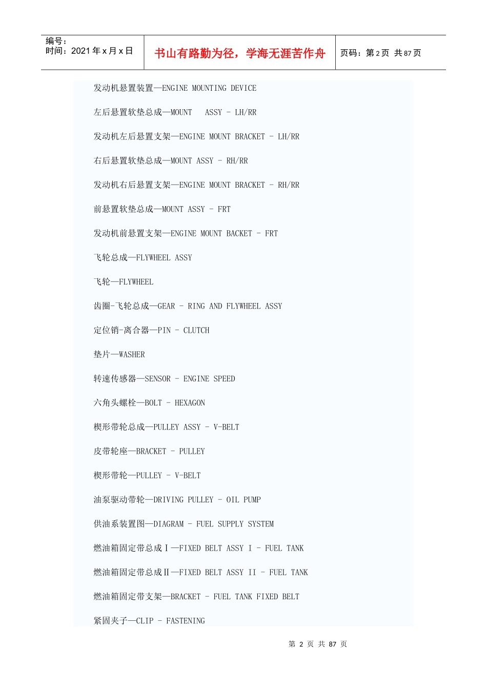 汽车零部件名称英文译名规则及英文对照[1]_第2页
