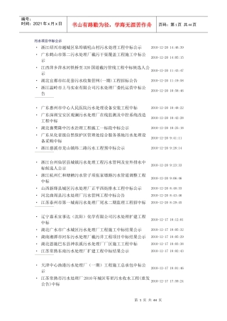 污水处理项目中标列表(12月)