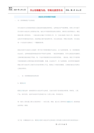 浅谈双多阶梯晋升制度（doc20页）
