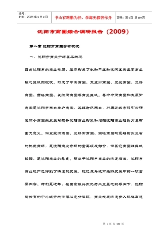 沈阳市商圈综合调研年度报告