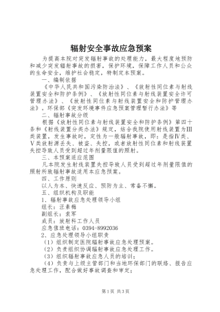 辐射安全事故应急处理预案 