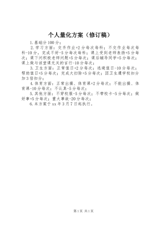 个人量化实施方案（修订稿） 
