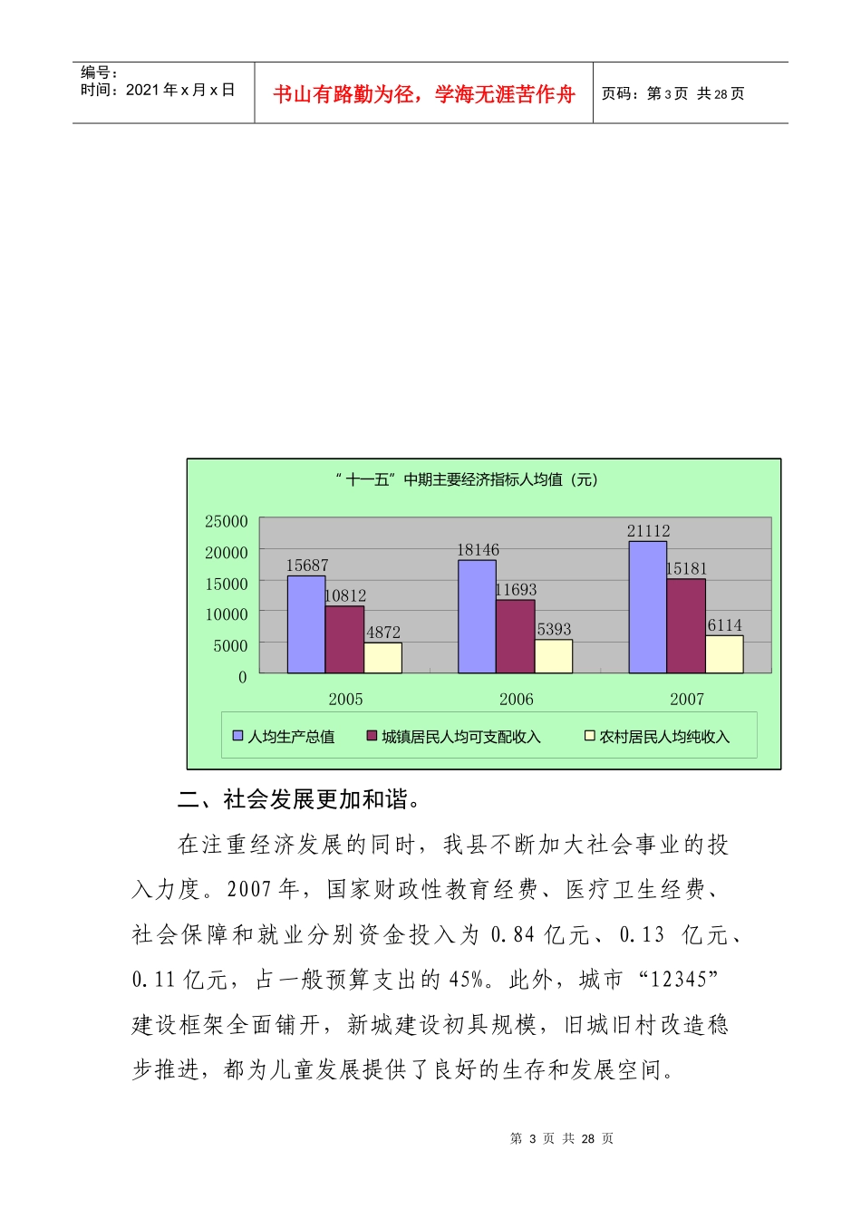 洞头县“十一五”儿童发展规划监测评估报告_第3页