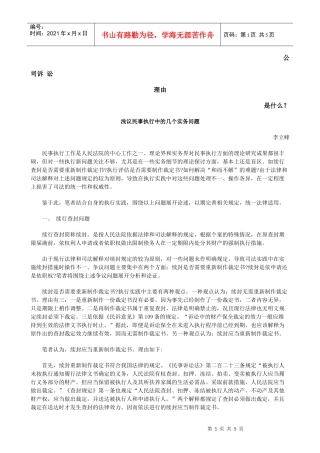 浅议民事执行中的几个实务问题发展与协调