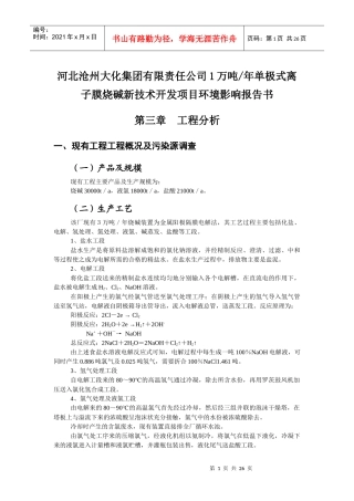 河北沧州大化集团有限责任公司1万吨年单极式离子膜烧碱新技术开发项目环境影响报告书
