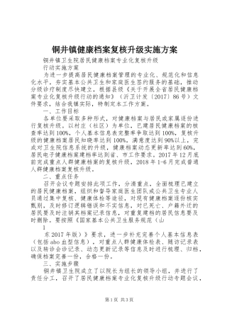 铜井镇健康档案复核升级方案 