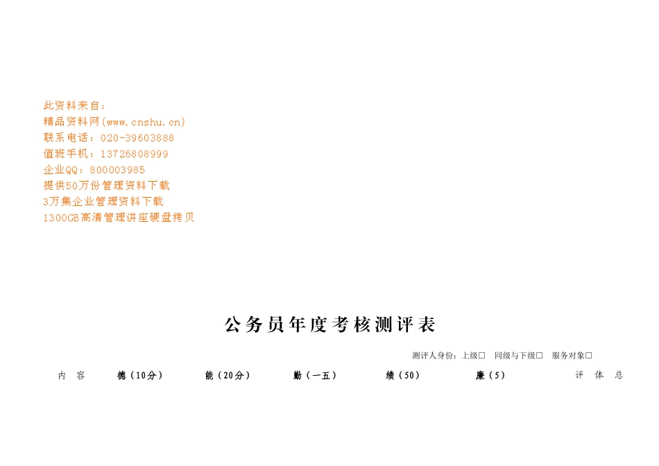 公务员年度考核测评表汇编_第1页