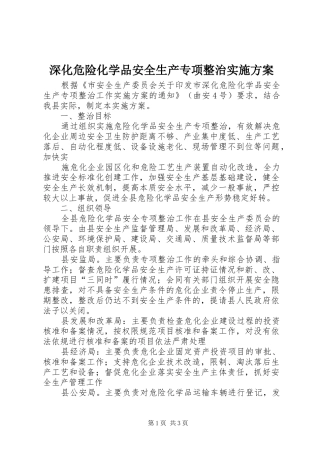 深化危险化学品安全生产专项整治方案 