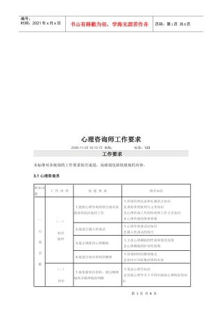 浅析心理咨询师工作要求