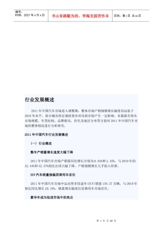 汽车市场研究年度报告