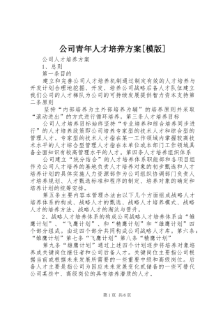 公司青年人才培养实施方案[模版] 