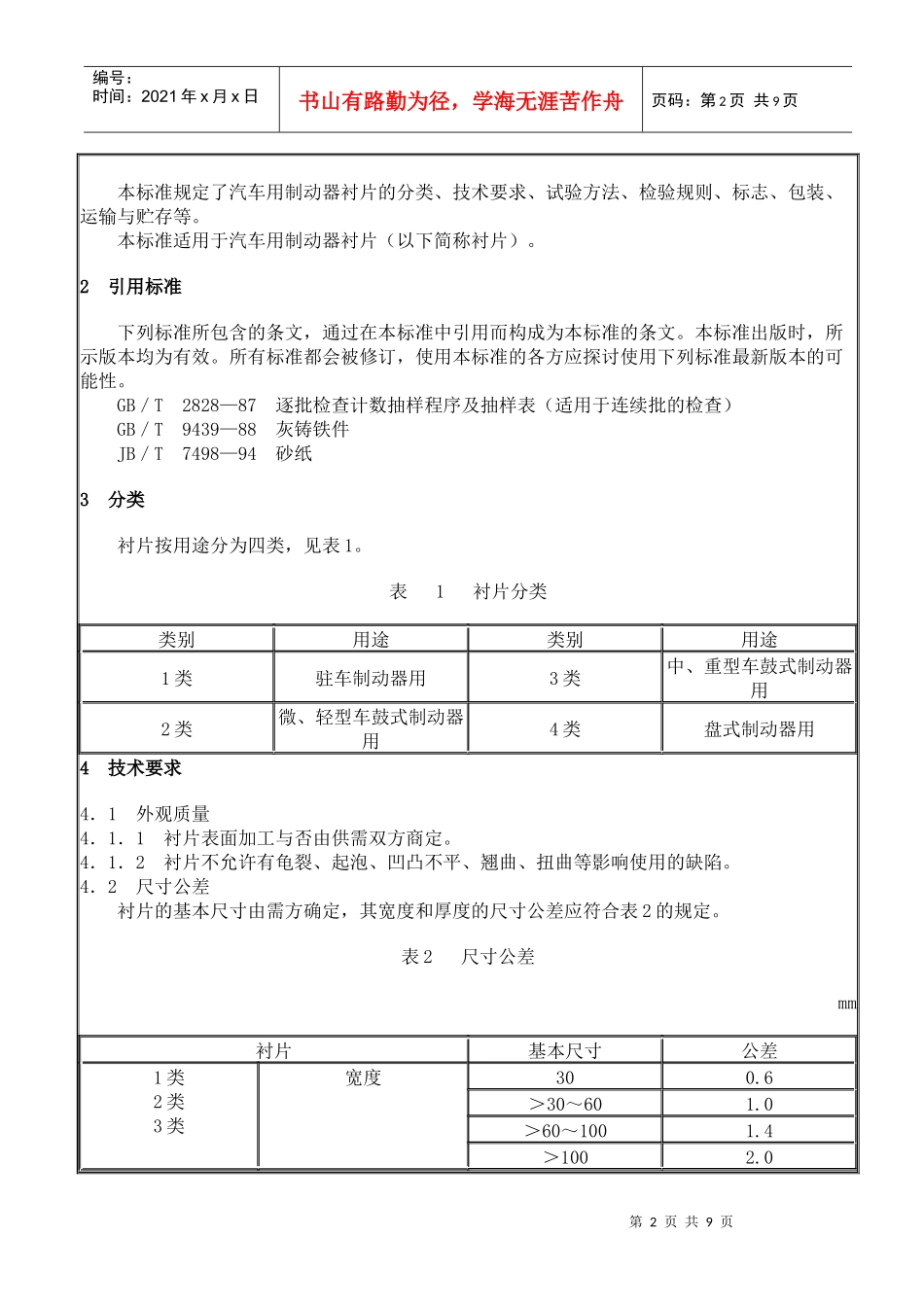 汽车用制动器衬片_第2页