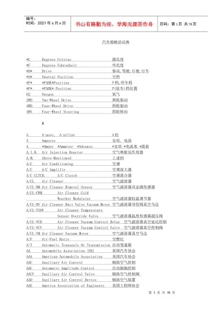 汽车缩略语词典
