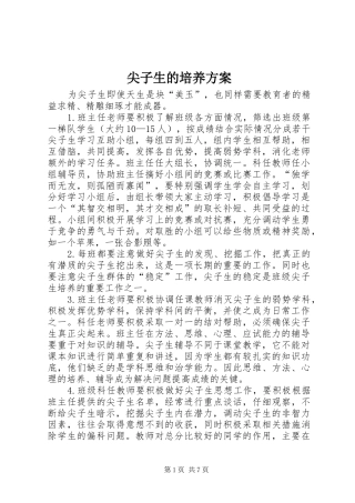 尖子生的培养实施方案 