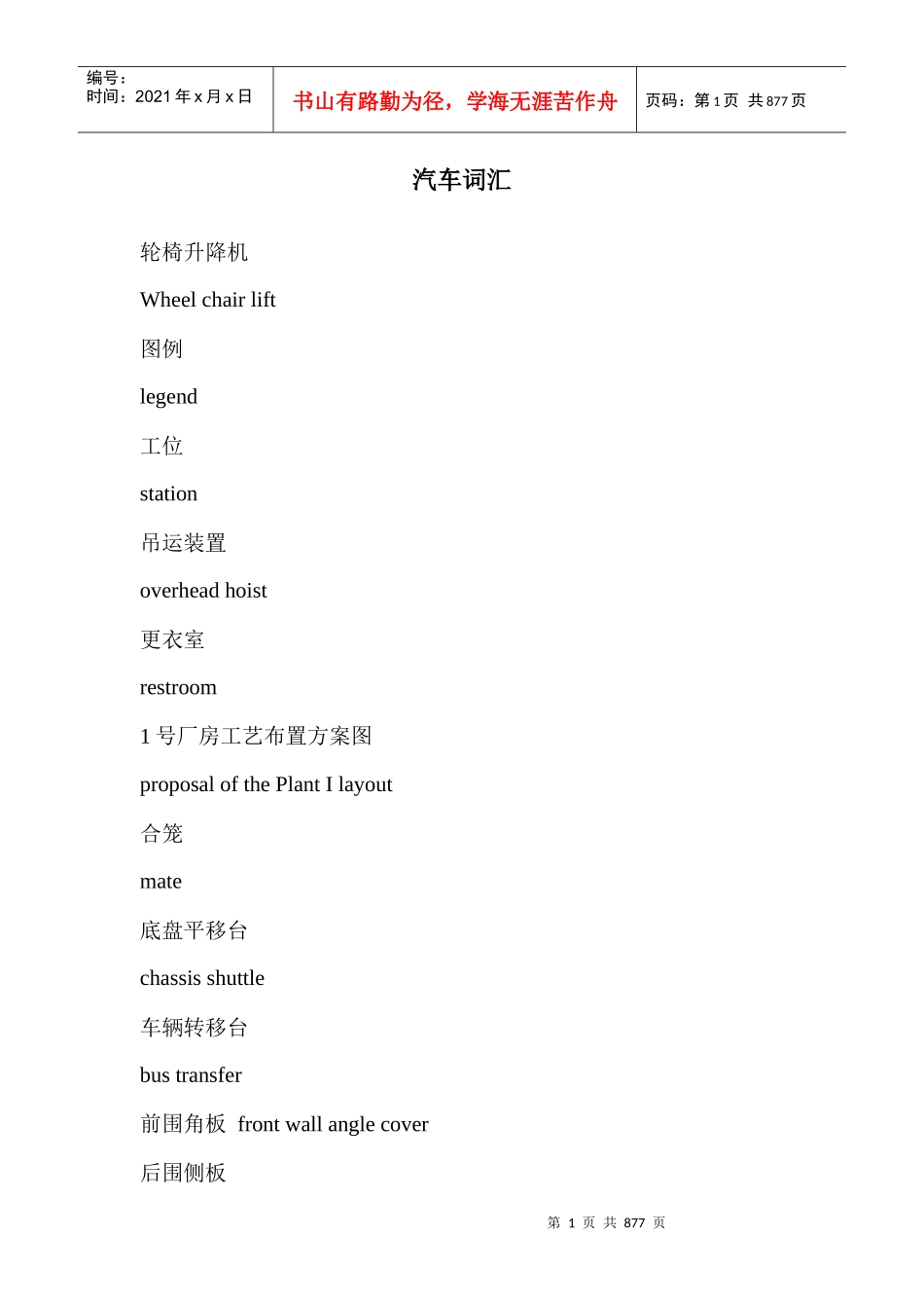 汽车词汇(1)_第1页