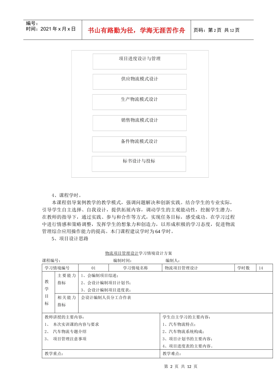 浅论《物流企业管理实训》课程标准_第2页
