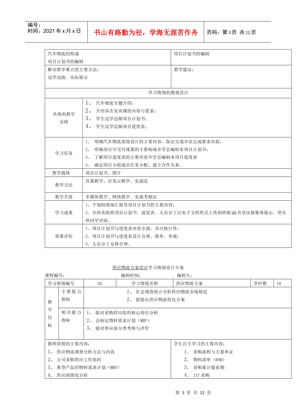 浅论《物流企业管理实训》课程标准_第3页
