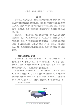 江汉大学文理学院人力资源(十一五)规划